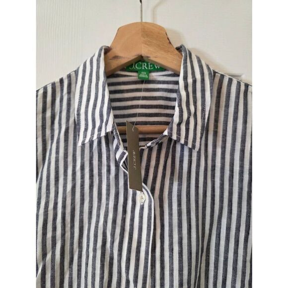 J. Crew Classic-fit beach shirt in striped linen-cotton blend XXS NWT $98 - Picture 6 of 11